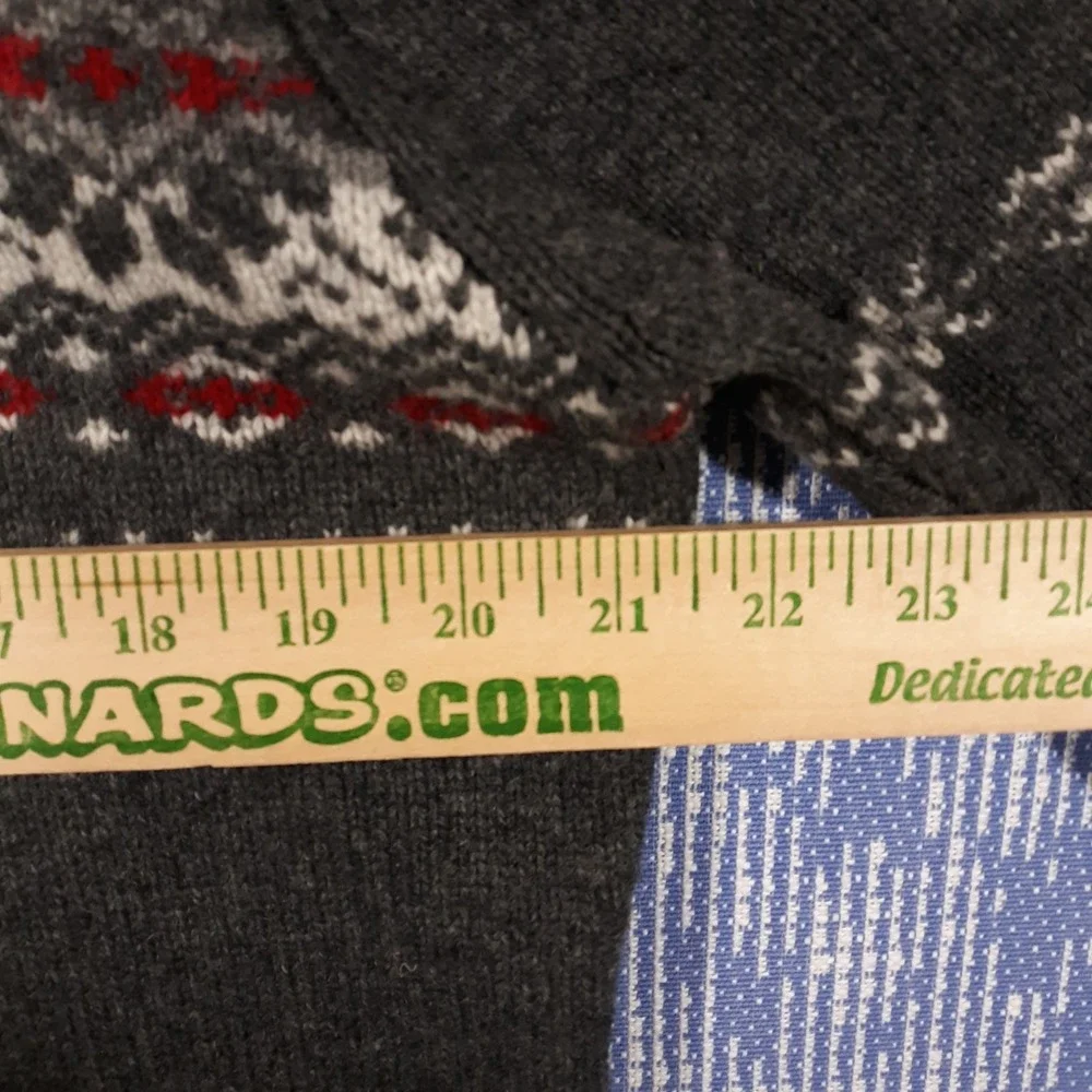 Woolrich Wool Sweater Womens XL Onyx Heather Fair Isle Gray Button Up Vintage